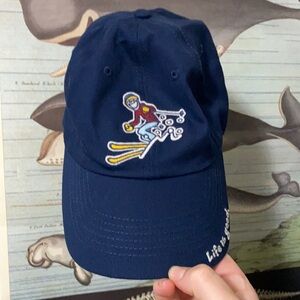 Life Is Good Skiing Graphic Hat Embroidered Navy Blue Camp Hat Ski Snowboard